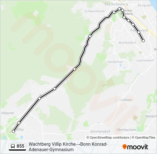 855 Bus Line Map