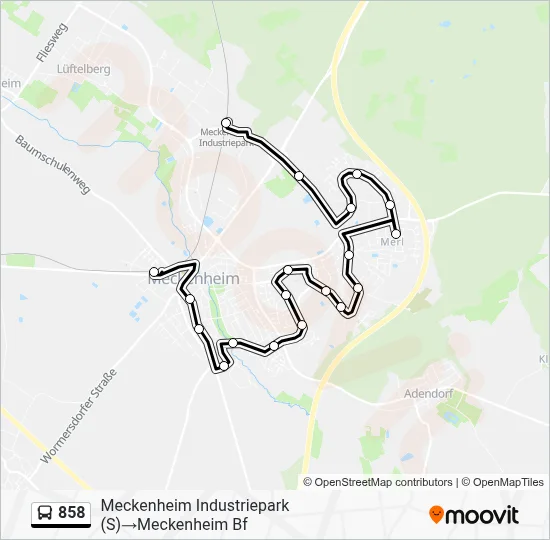 858 Bus Line Map