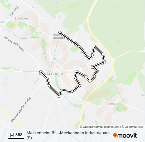 858 Bus Line Map