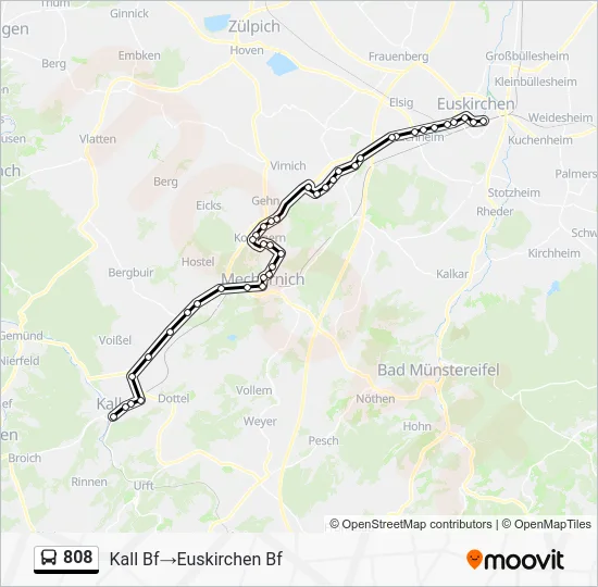Автобус 808: карта маршрута