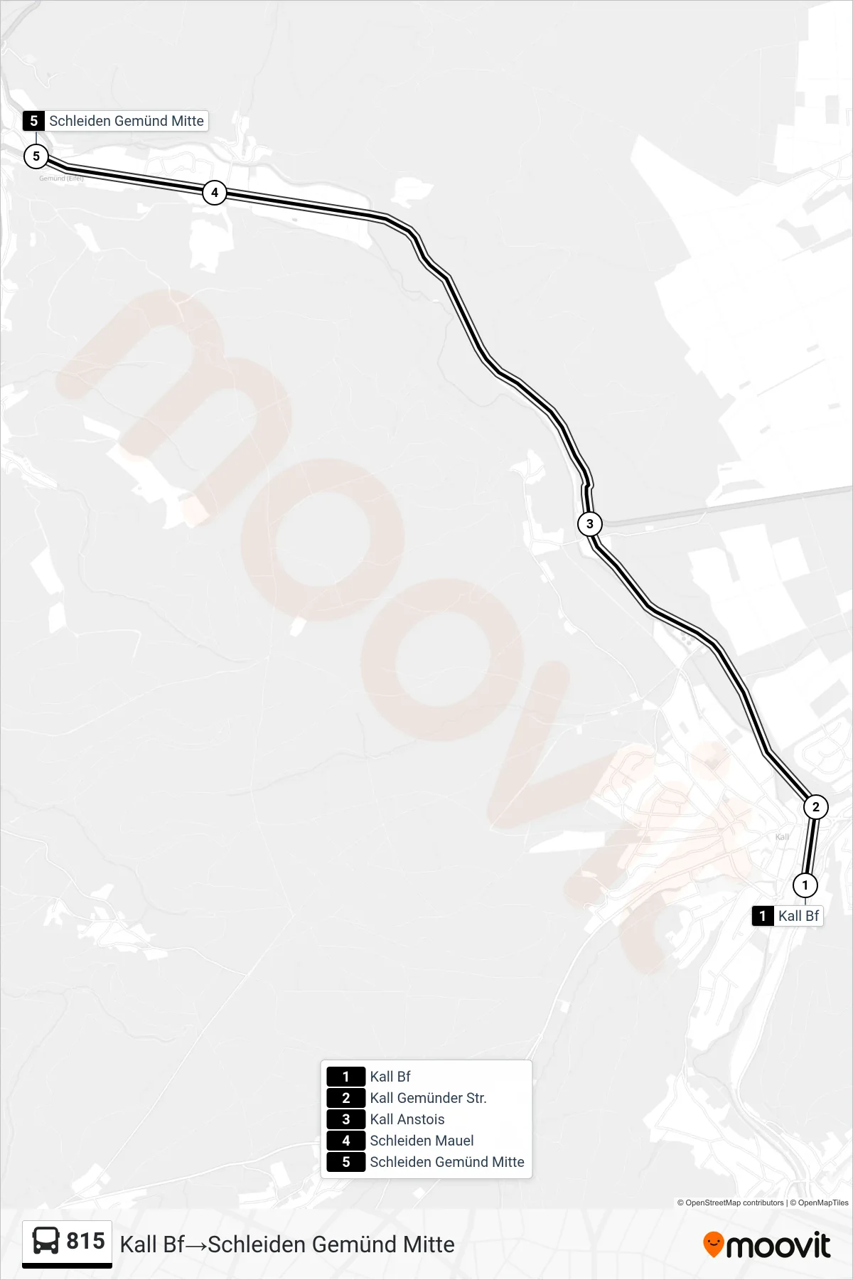 815 bus Line (Kall Bf→Schleiden Gemünd Mitte) route and stops on a map