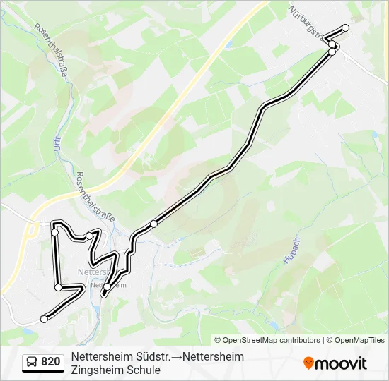 820 Bus Line Map