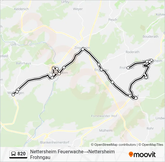 Buslinie 820 Karte