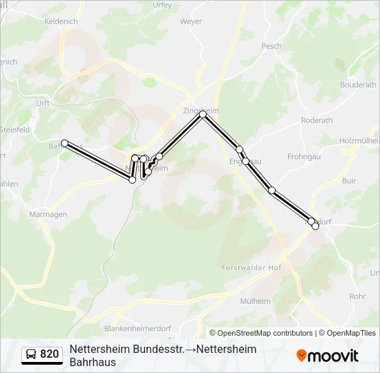 820 Bus Line Map