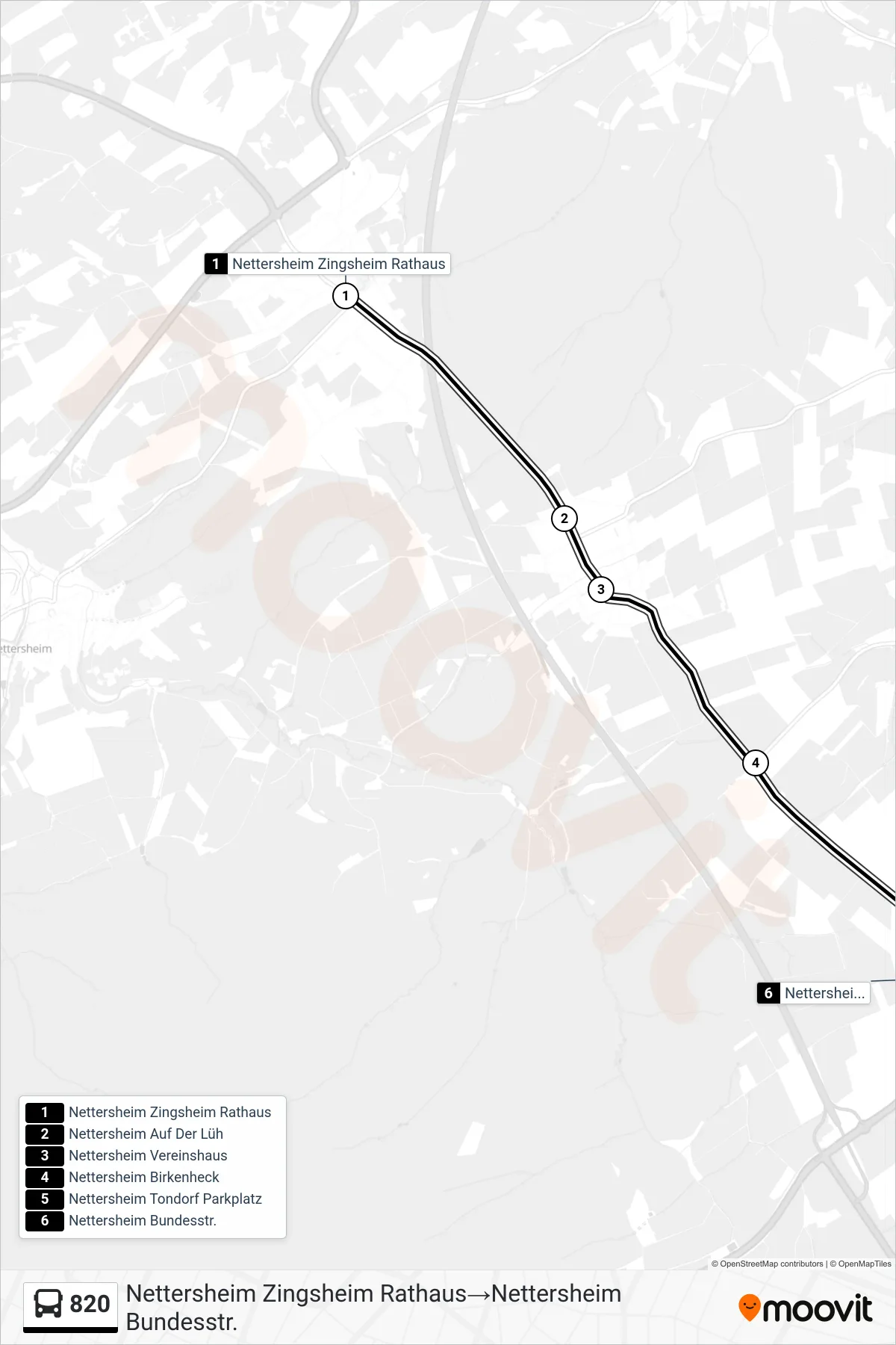 Linie 820 (Bus) Richtung Nettersheim Zingsheim Rathaus‎→Nettersheim Bundesstr.: Route und Haltestellen auf der Karte