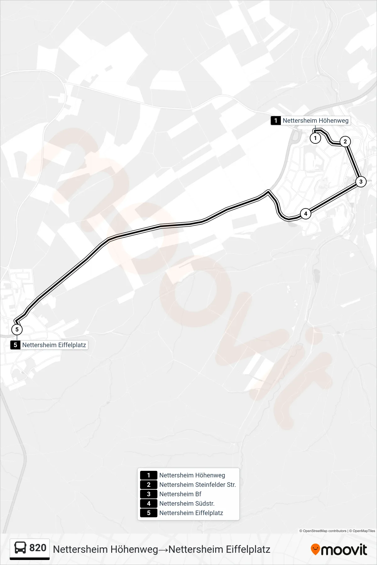 Linie 820 (Bus) Richtung Nettersheim Höhenweg→Nettersheim Eiffelplatz: Route und Haltestellen auf der Karte
