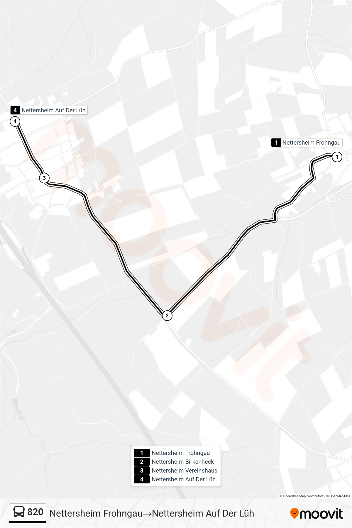 Linie 820 (Bus) Richtung Nettersheim Frohngau‎→Nettersheim Auf Der Lüh: Route und Haltestellen auf der Karte