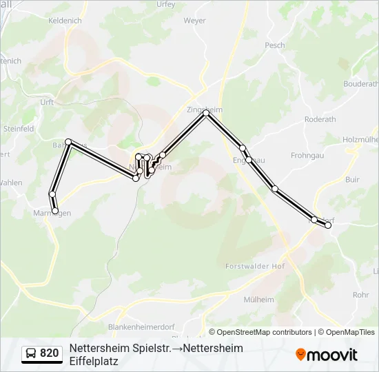 820 Bus Line Map