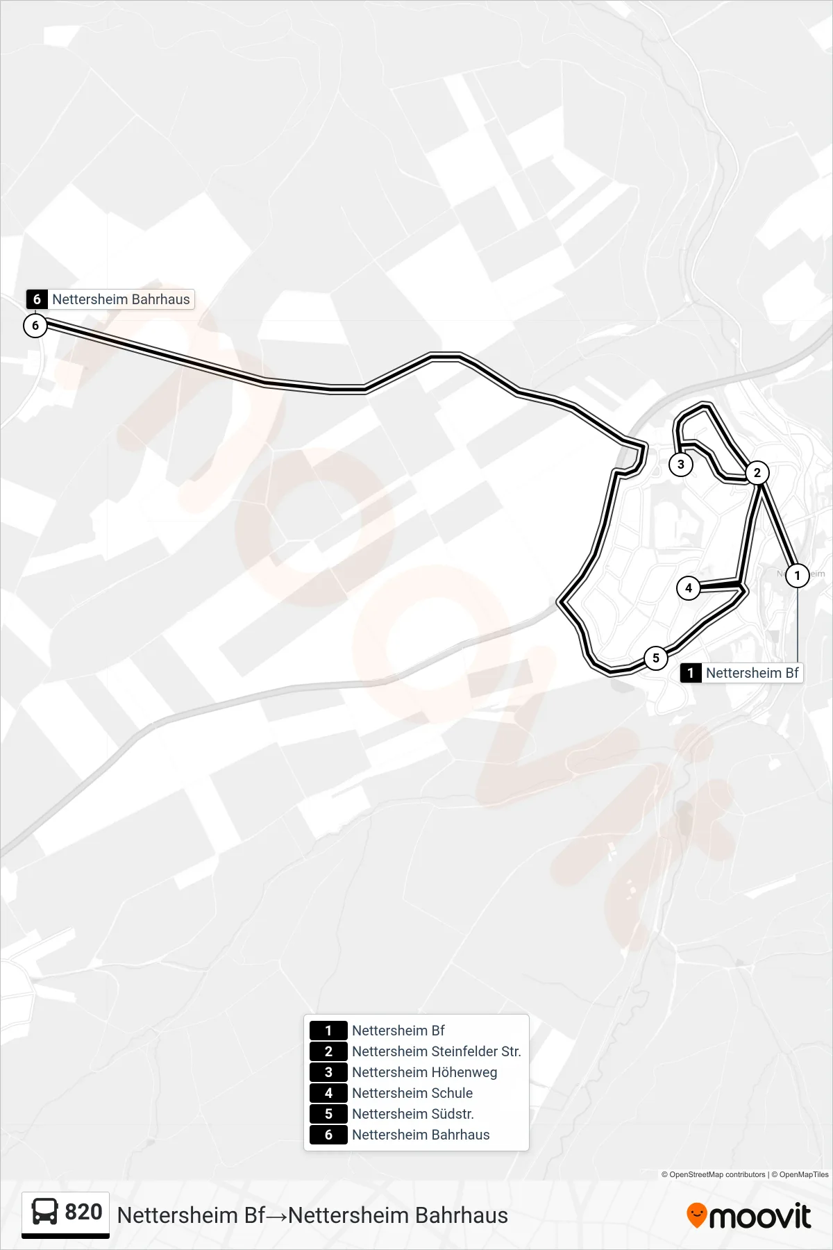 Linie 820 (Bus) Richtung Nettersheim Bf→Nettersheim Bahrhaus: Route und Haltestellen auf der Karte