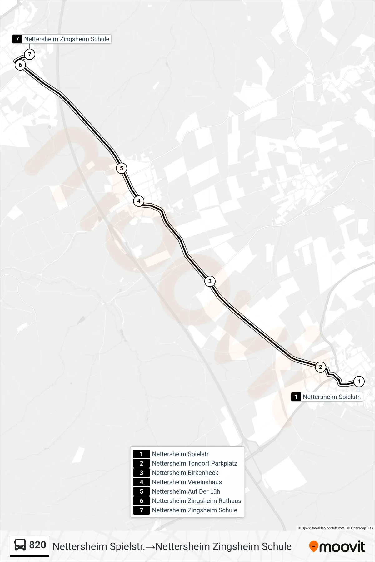 820 bus Line (Nettersheim Spielstr.→Nettersheim Zingsheim Schule) route and stops on a map