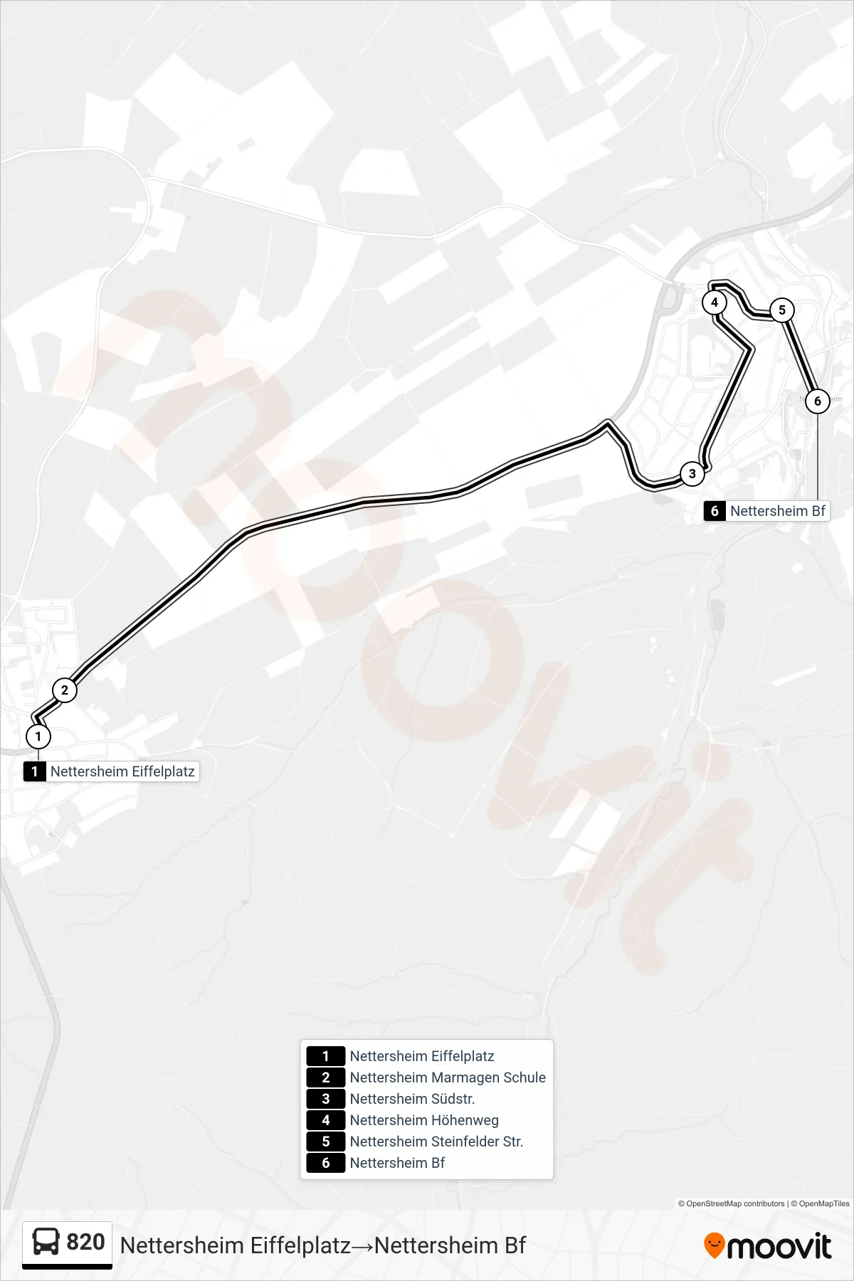 Linie 820 (Bus) Richtung Nettersheim Eiffelplatz‎→Nettersheim Bf: Route und Haltestellen auf der Karte