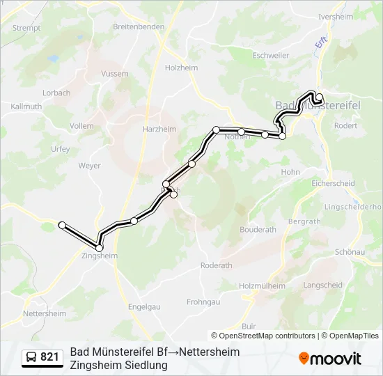 821 Bus Line Map