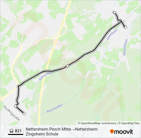 821 Bus Line Map