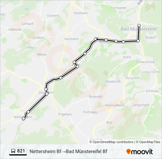 821 Bus Line Map
