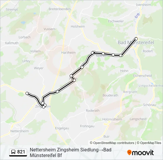 821 Bus Line Map