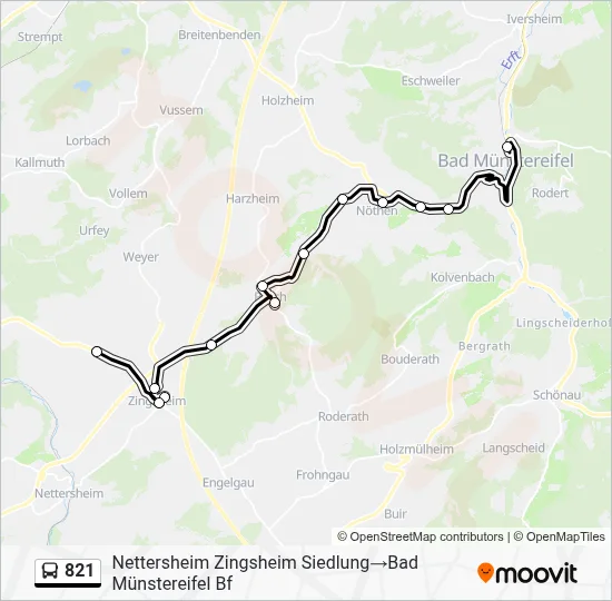821 Bus Line Map