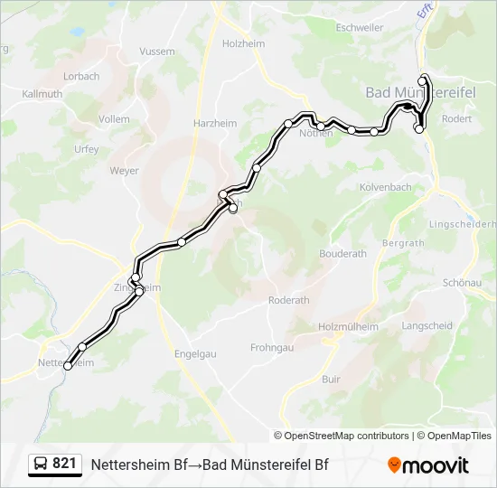 821 Bus Line Map