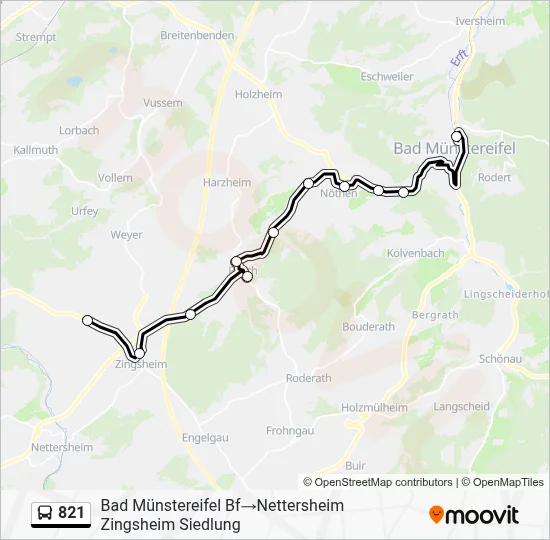 821 Bus Line Map