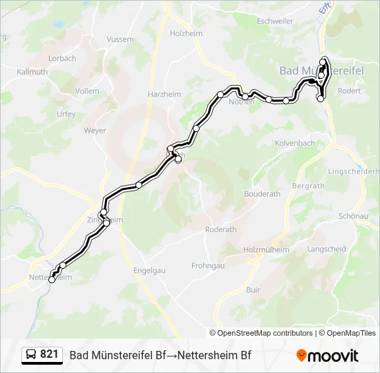 821 Bus Line Map