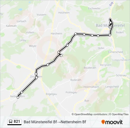 821 Bus Line Map