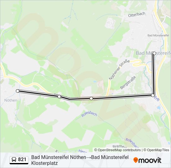 Автобус 821: карта маршрута