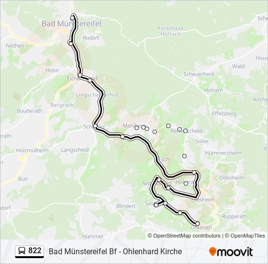 822 bus Line Map