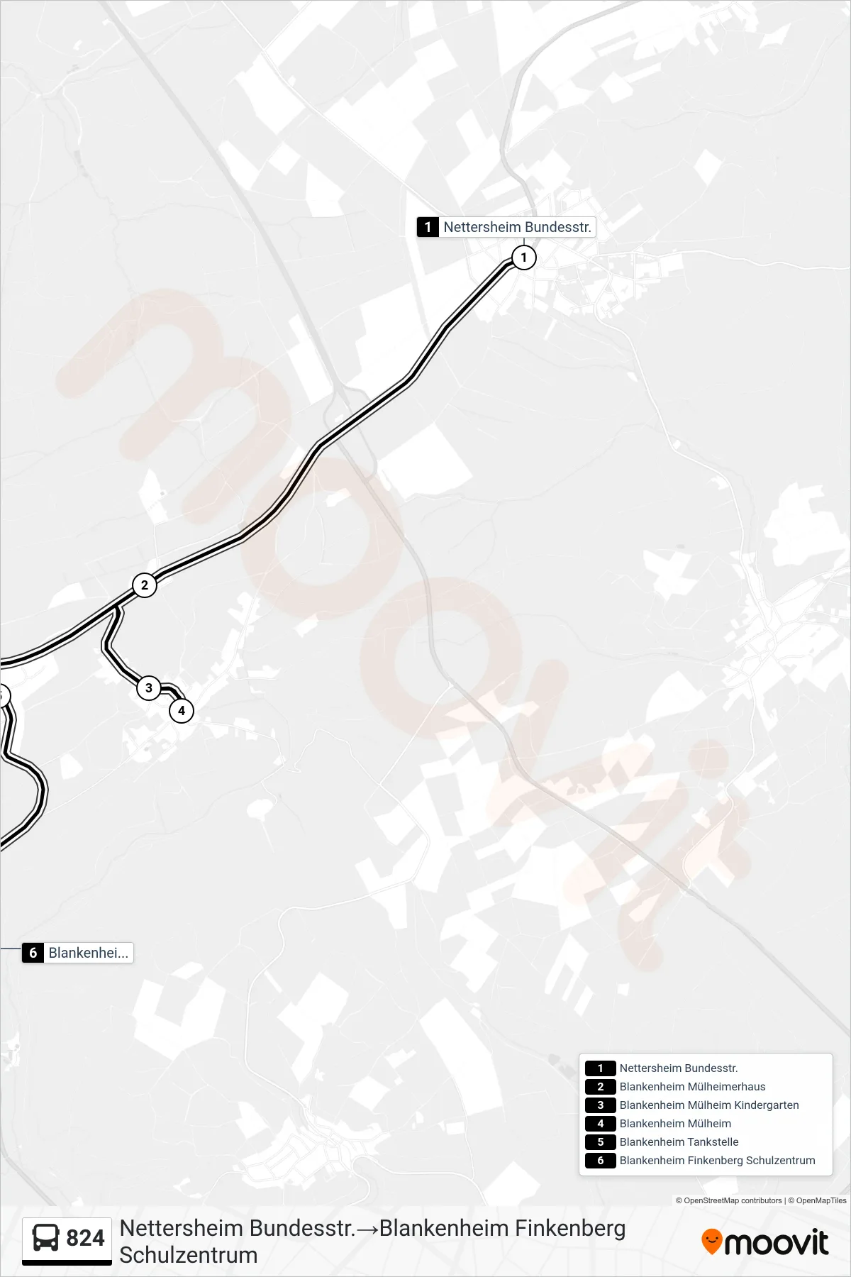 Linie 824 (Bus) Richtung Nettersheim Bundesstr.‎→Blankenheim Finkenberg Schulzentrum: Route und Haltestellen auf der Karte