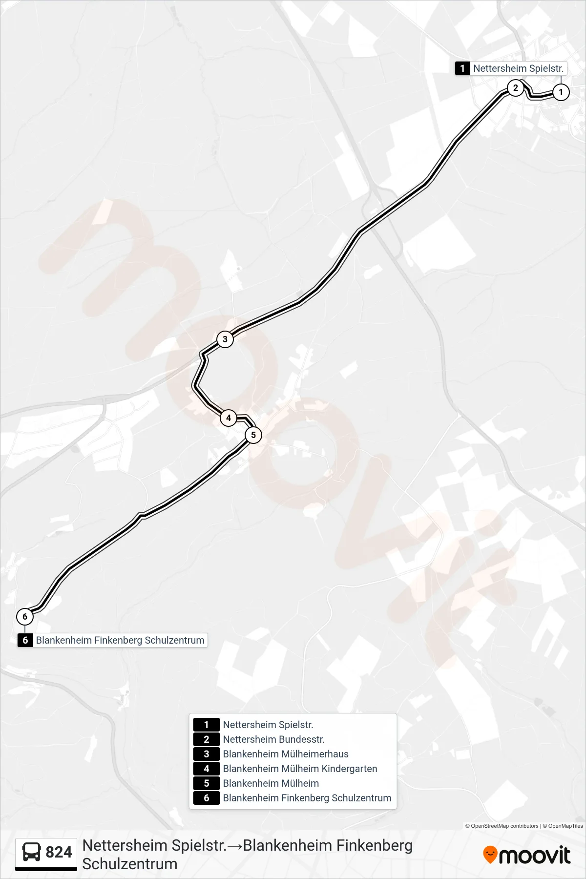 Linie 824 (Bus) Richtung Nettersheim Spielstr.‎→Blankenheim Finkenberg Schulzentrum: Route und Haltestellen auf der Karte