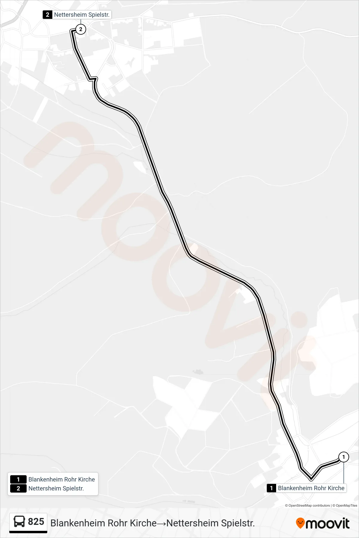 Linie 825 (Bus) Richtung Blankenheim Rohr Kirche‎→Nettersheim Spielstr.: Route und Haltestellen auf der Karte