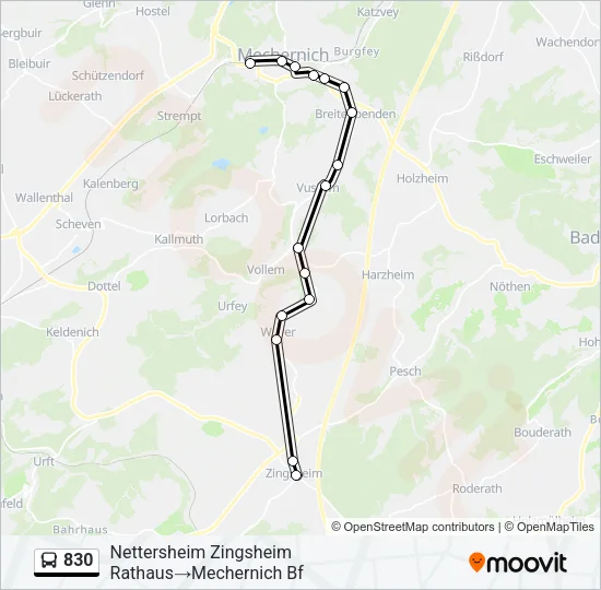 830 Bus Line Map