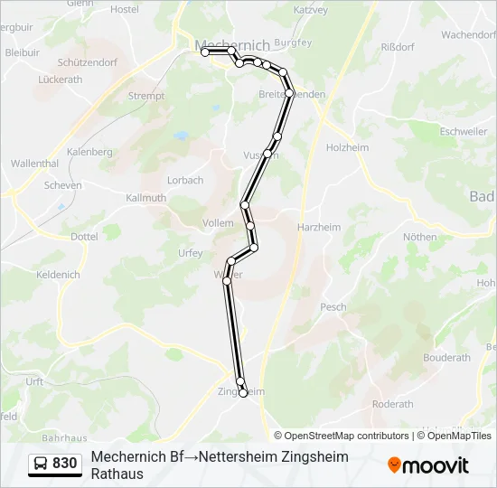 830 Bus Line Map