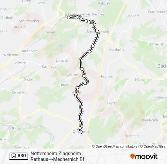 830 Bus Line Map