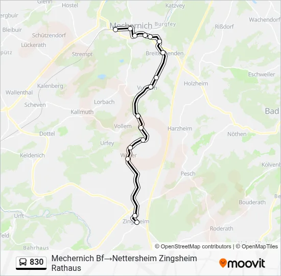 830 Bus Line Map