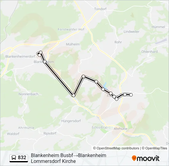 832 Bus Line Map