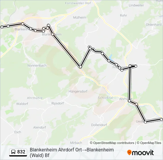 832 Bus Line Map