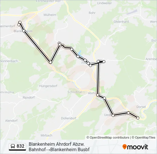 832 Bus Line Map