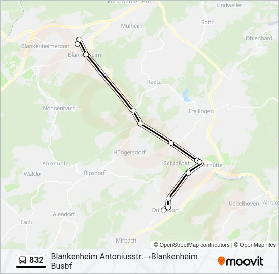 832 Bus Line Map