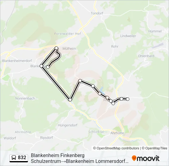 832 Bus Line Map