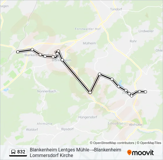 832 Bus Line Map
