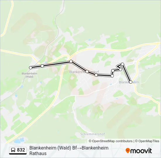 832 Bus Line Map