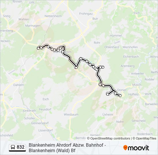 832 bus Line Map