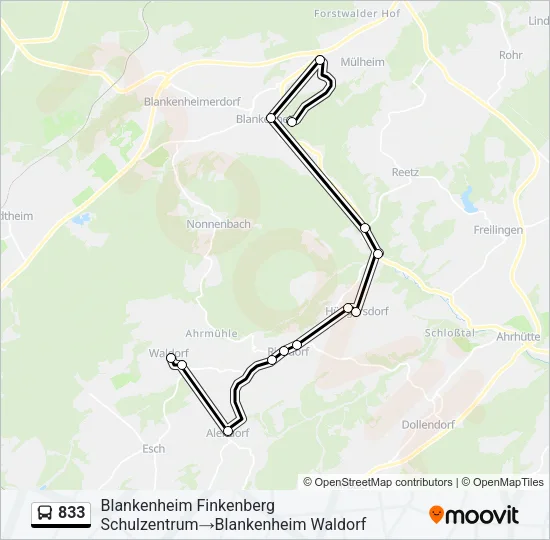 833 Bus Line Map