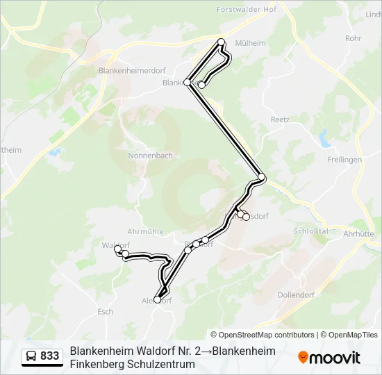 833 Bus Line Map