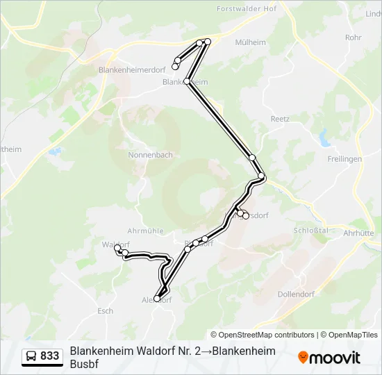 833 Bus Line Map
