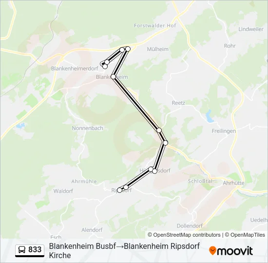833 Bus Line Map