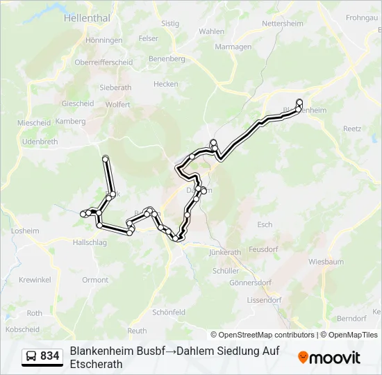 834 Bus Line Map