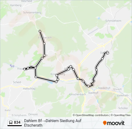 834 Bus Line Map
