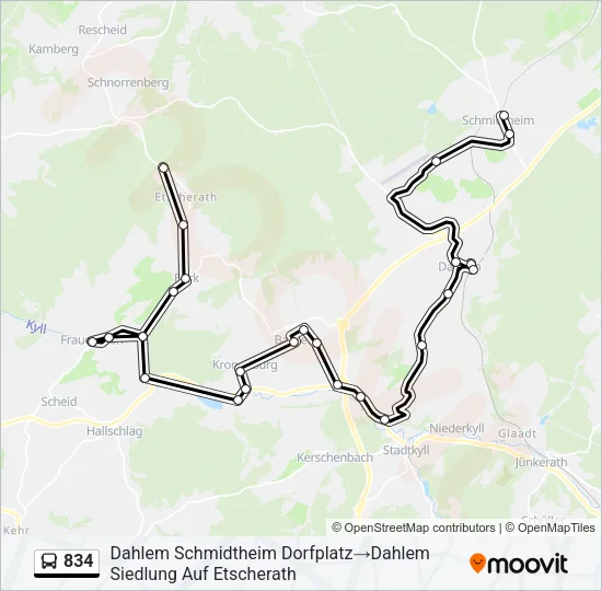 834 Bus Line Map
