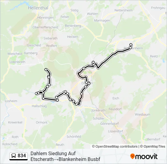 834 Bus Line Map