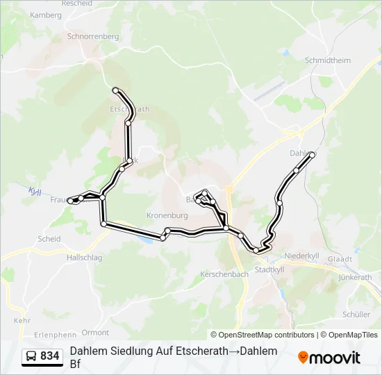 834 Bus Line Map